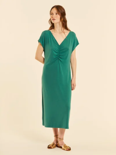 VESTIDO DE PUNTO CUELLO PICO VERDE PEPA LOVES