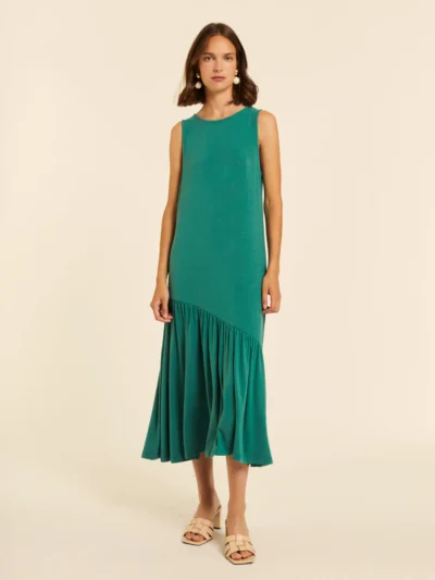 VESTIDO MAXI CON VOLANTE VERDE PEPA LOVES