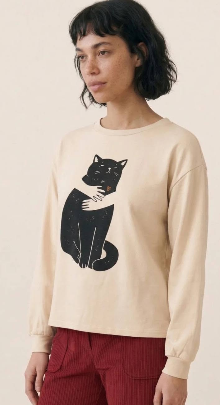 CAMISETA BLACK CAT BEIGE PEPA LOVES - Imagen 3