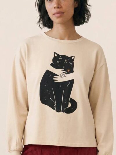 CAMISETA BLACK CAT BEIGE PEPA LOVES