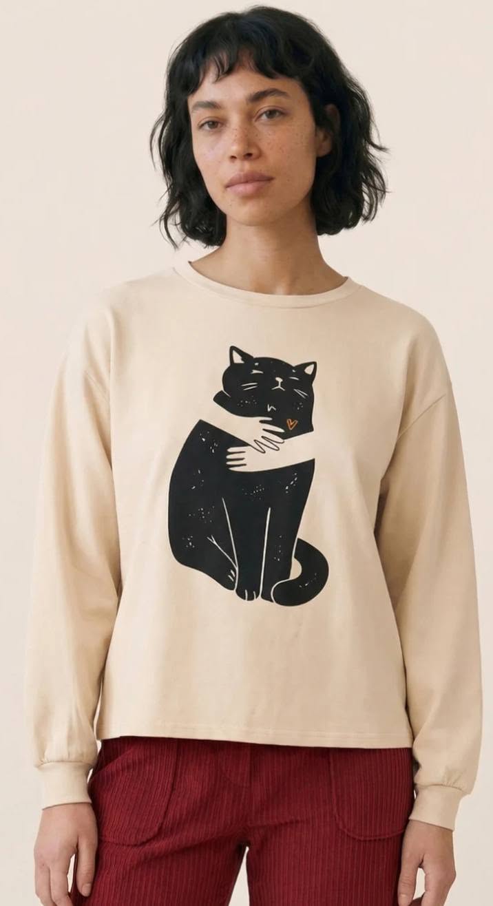 CAMISETA BLACK CAT BEIGE PEPA LOVES